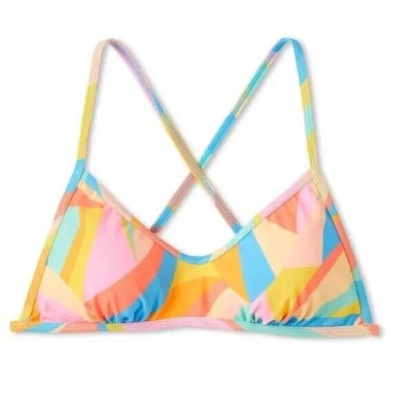 Wild Fable Womens Multi Abstract Print Scoop Neck String Bikini Top - Picture 1 of 5